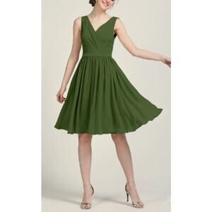 AW BRIDAL sz 12 L olive green  Vivien chiffon bridesmaid formal dress NEW B126